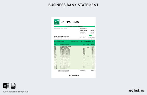 цифровая загрузка заявления компании Bank BNP Paribas в формате Word и PDF шабло